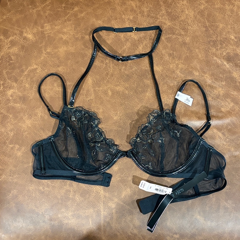 Victoria's Secret Black Sheer Floral Bra
